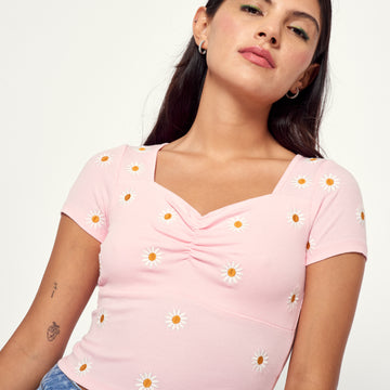 Polo Floral Rosa