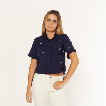 Blusa Crop Azul Marino