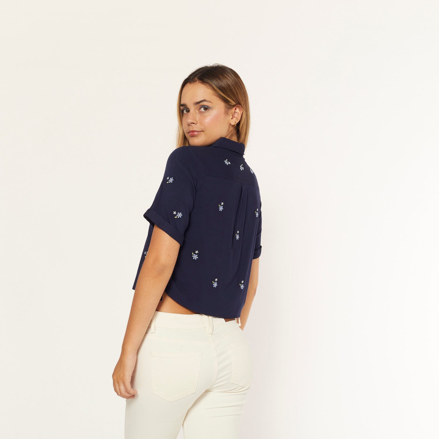 Blusa Crop Azul Marino