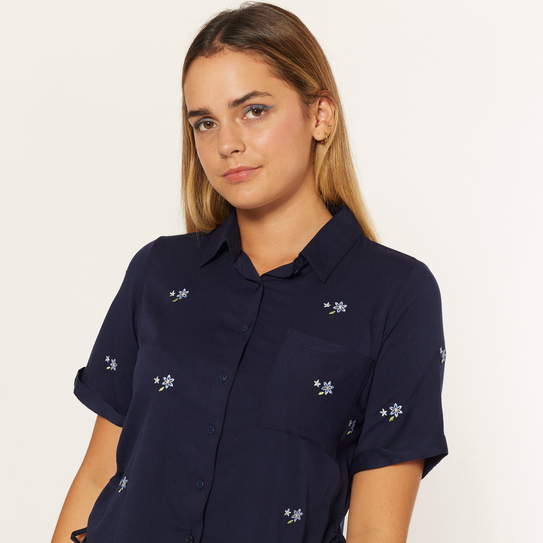 Blusa Crop Azul Marino