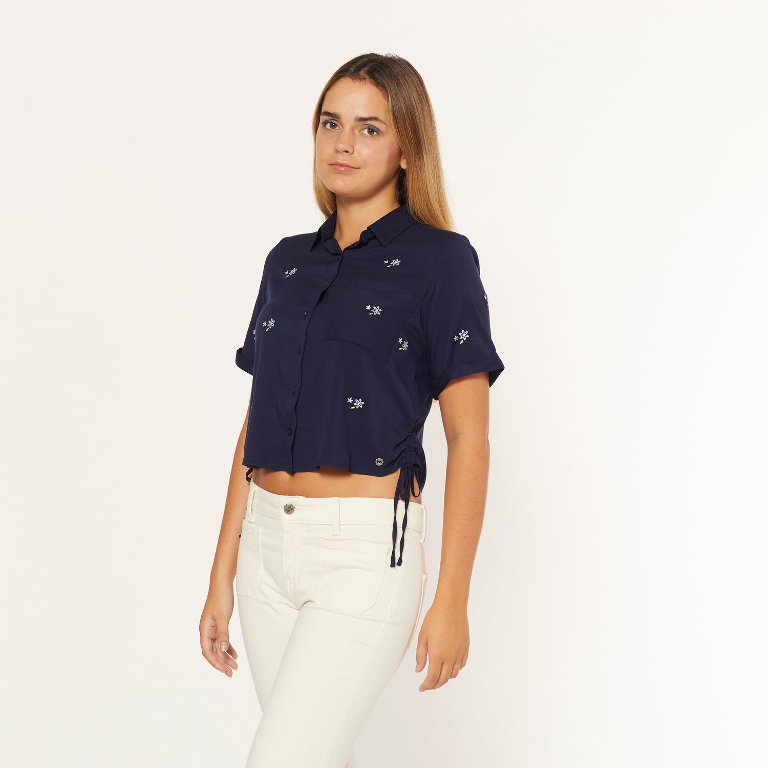 Blusa Crop Azul Marino