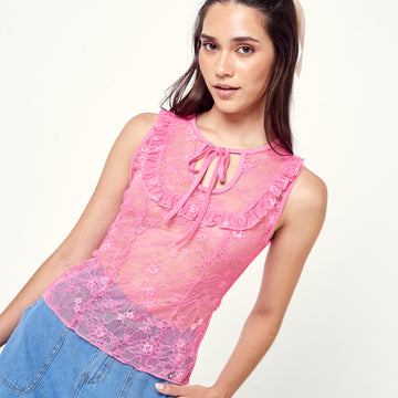 Blusa Encaje Fucsia