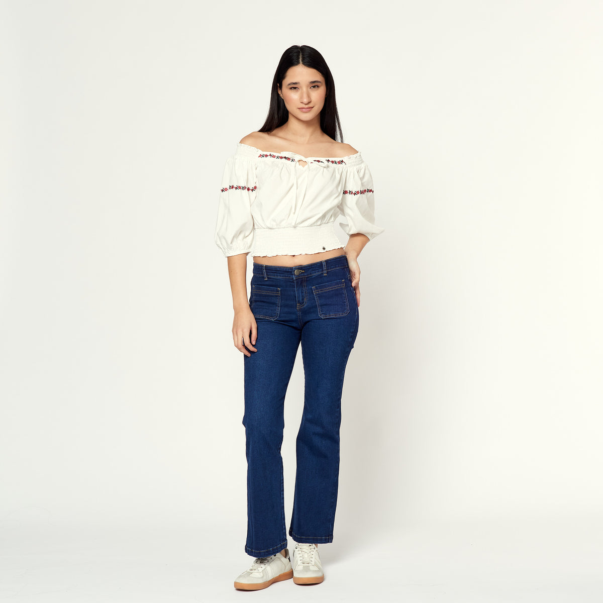 Blusa New Flores Hueso