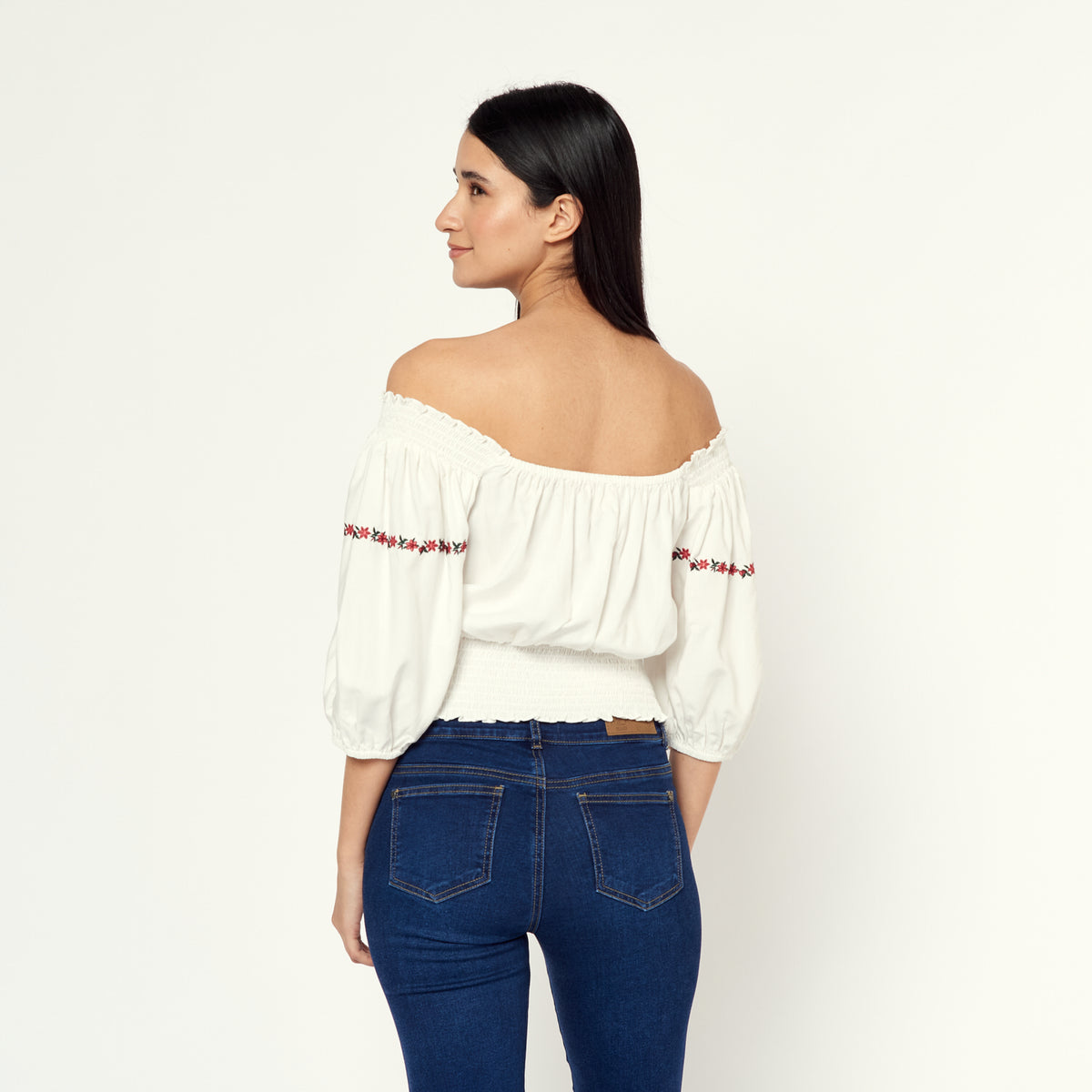 Blusa New Flores Hueso