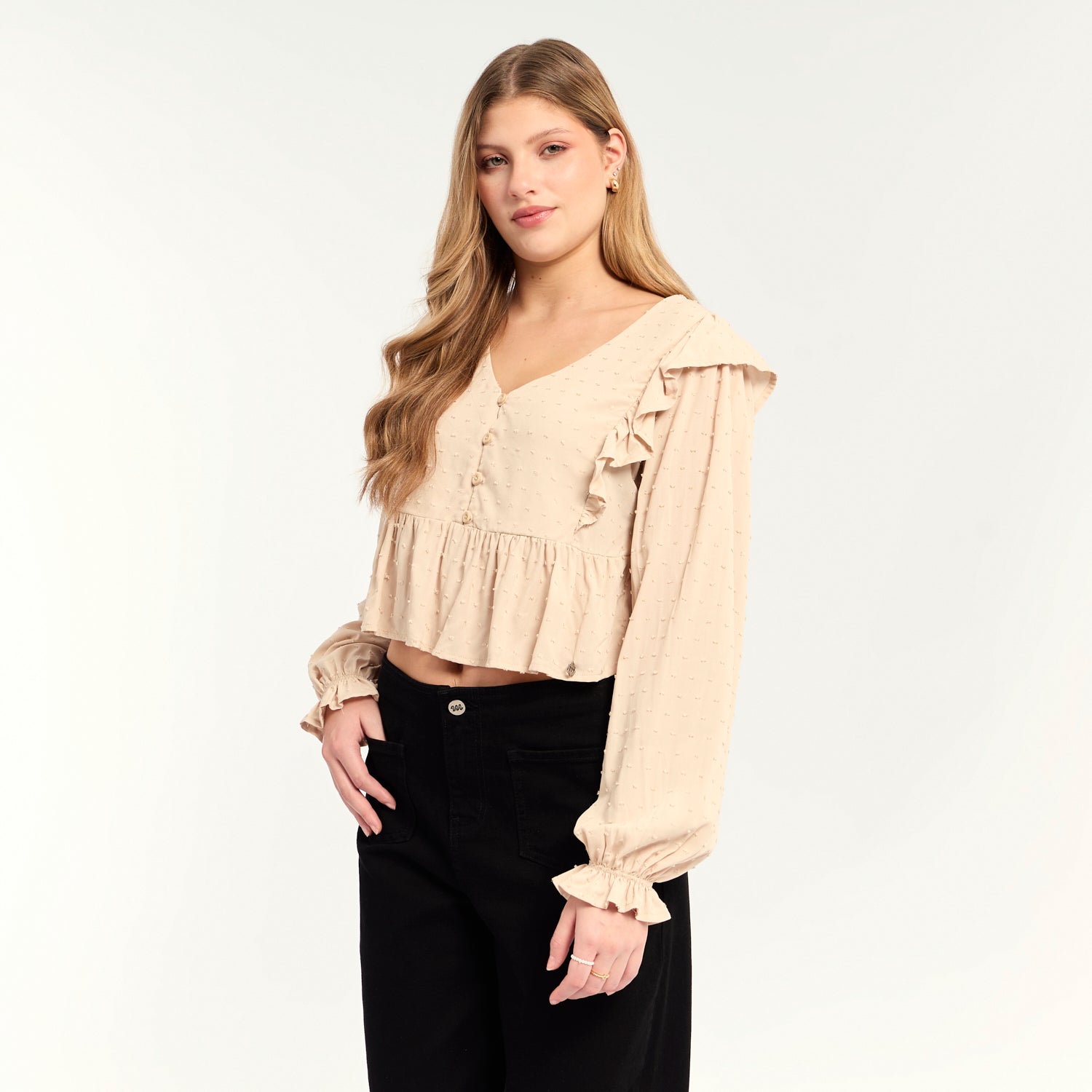 Blusa Plumetina Beige