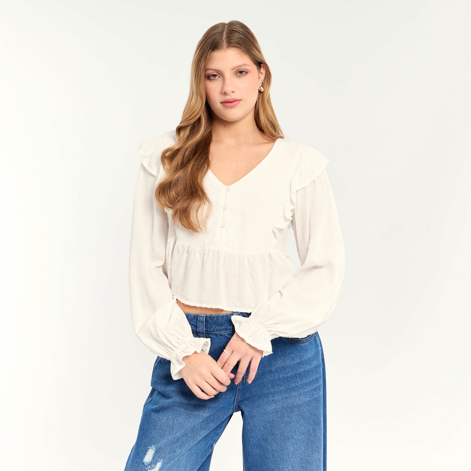 Blusa Plumetina Hueso