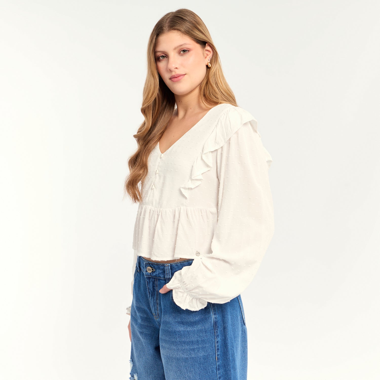 Blusa Plumetina Hueso