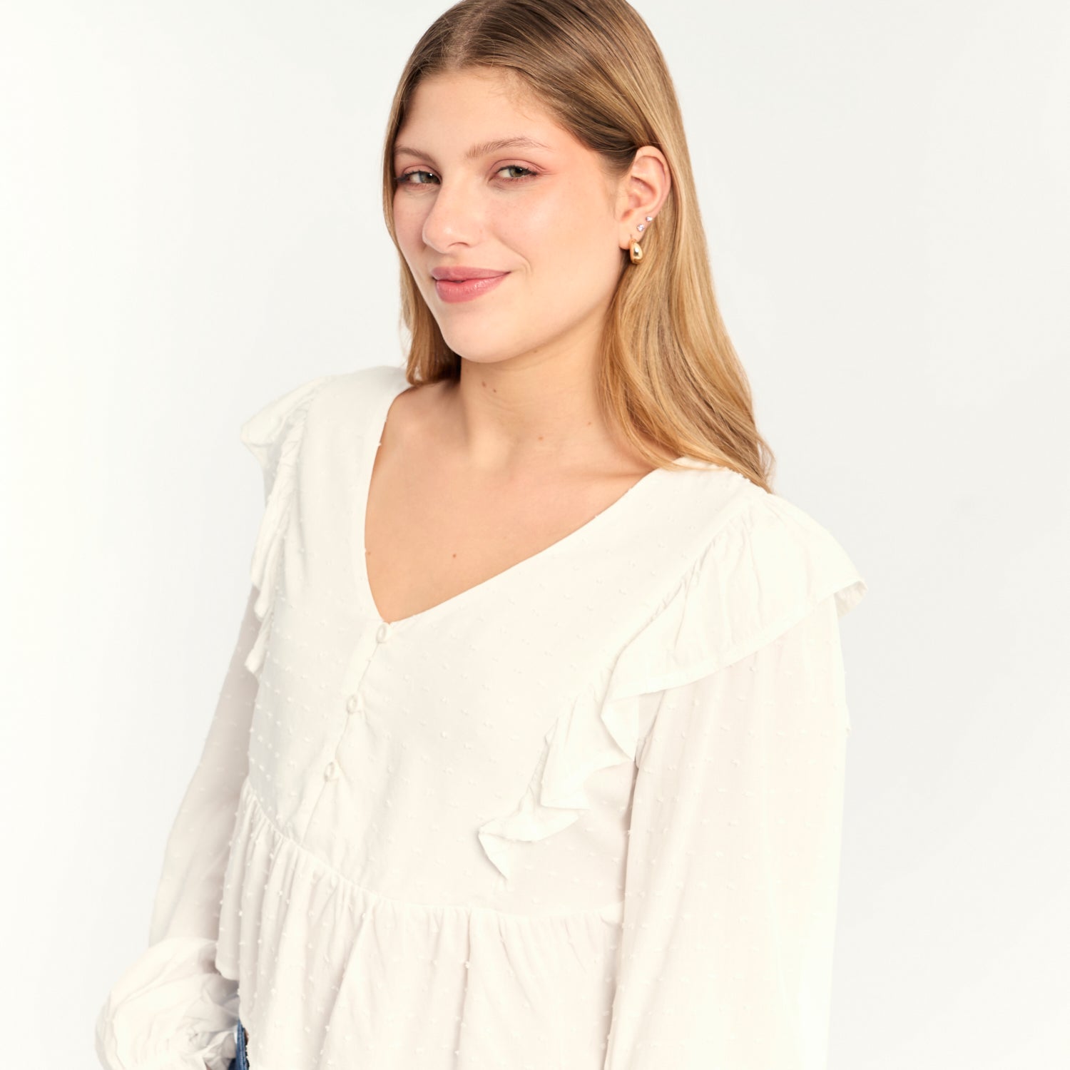 Blusa Plumetina Hueso