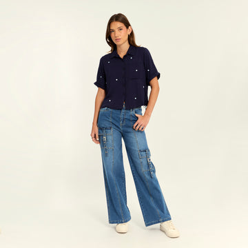 Blusa Crop Azul