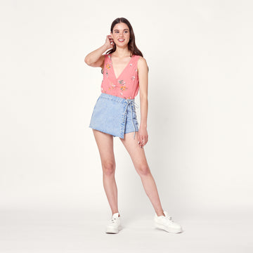 Falda Lazo Celeste