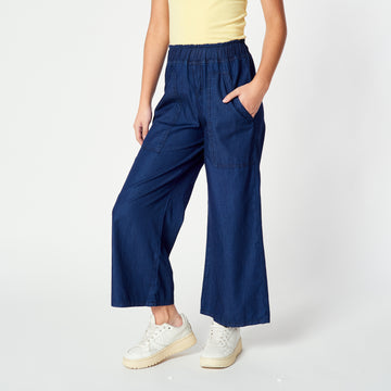 Pantalon Culotte Denim Azul