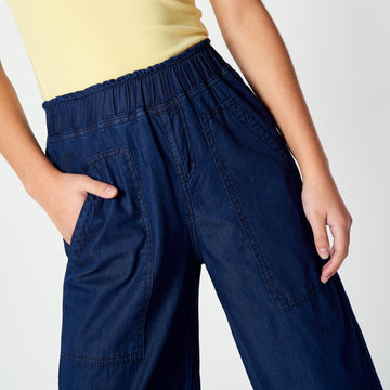 Pantalon Culotte Denim Azul