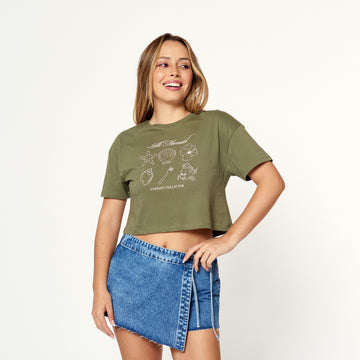 Polo Crop Ariel Verde Militar