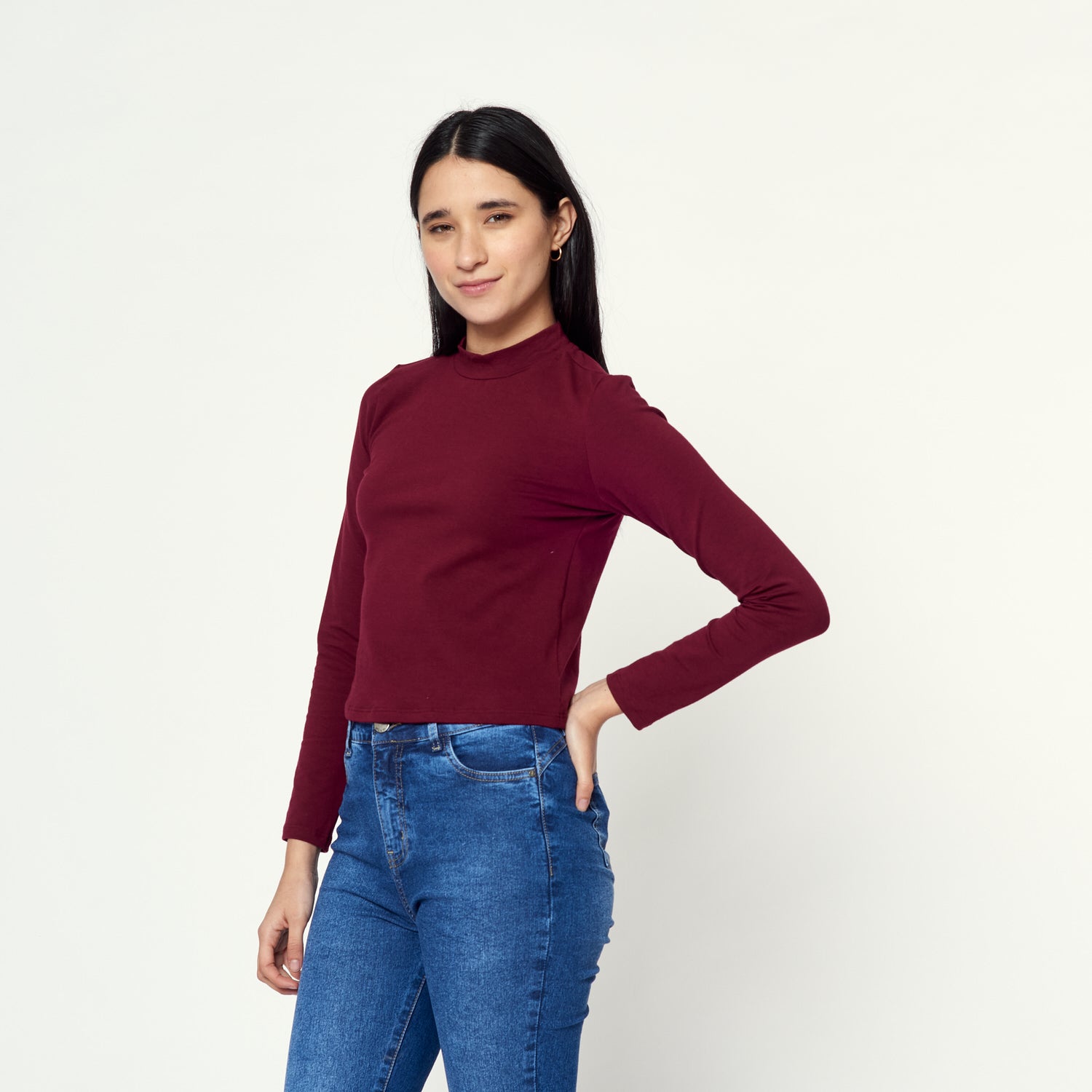 Polo Cuello Mock Milk Out Guinda