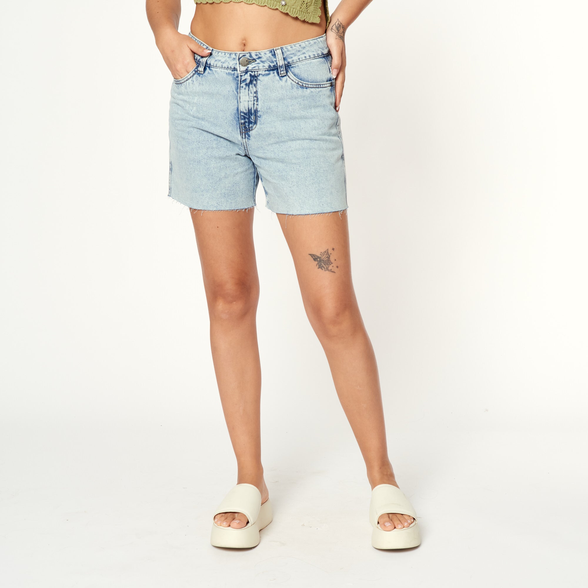 Short Capri Vigold By Vigos - Taille 26 - Coton Stretch Gris-bleu - Occasion En Très Bon état