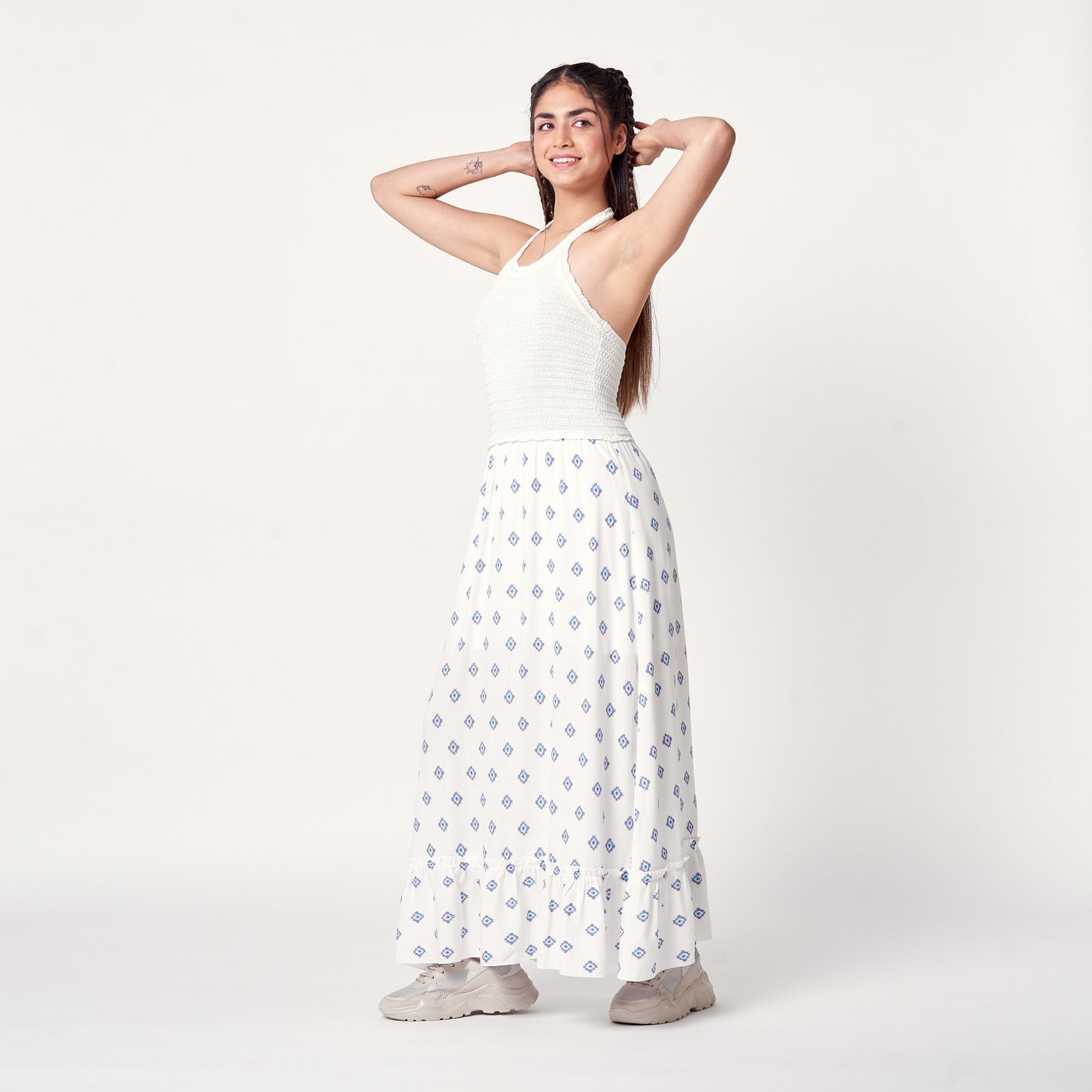 Vestido New Crochet Hueso