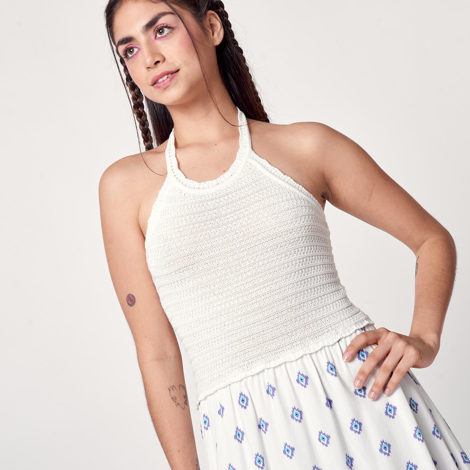 Vestido New Crochet Hueso